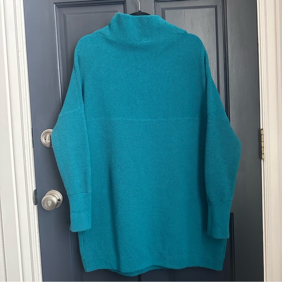Free People Ottoman Tunic Cotton Blend Teal Sweater, Size Medium Tropical Bay - Picture 5 of 9